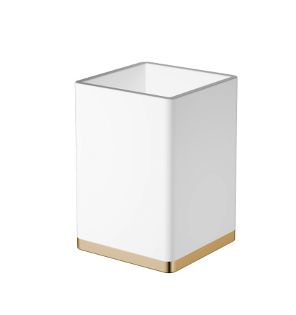 Фото стакан настольный квадратный boheme 10961-w-g, белый/золото