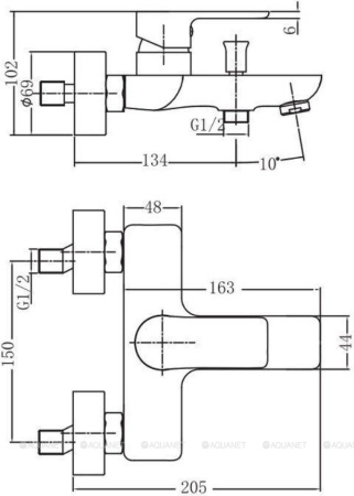 Фото смеситель для ванны и душа aquanet arctic af520-20сw, белый/хром