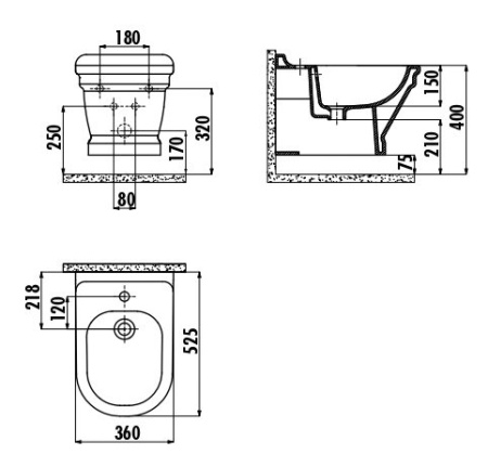 Фото биде подвесное creavit antik an510