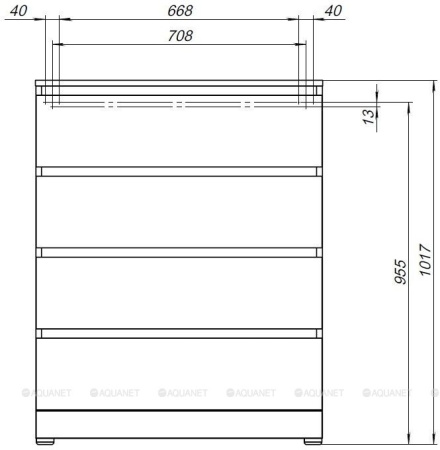 Фото комод aquanet сканди 80*48 см 00302541, дуб эдгрейн (4 ящика)