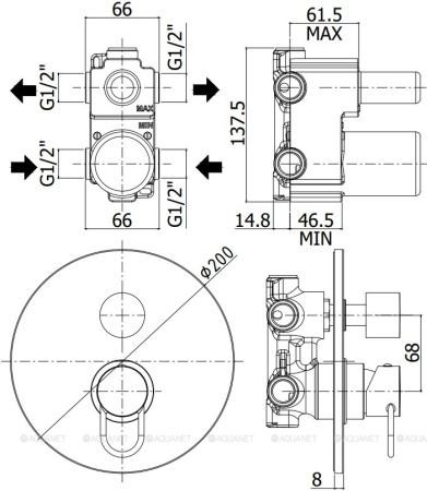 Фото встраиваемый смеситель для ванны и душа paffoni joker jk018no, черный матовый