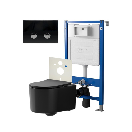 Фото сет:инсталляция пневм point элемент п pn45121+клавиша венера чер/хром pn44071bc+унитаз веста чёр мат