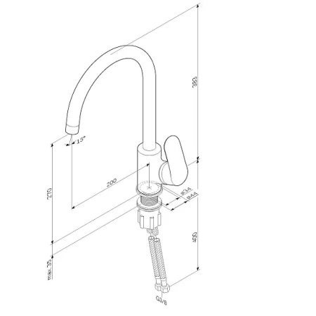 Фото смеситель для кухни am.pm like f8007122, черный