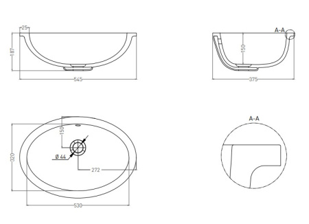 Фото раковина salini s-sense marea 12 1101109grf, глянец покраска по ral полностью