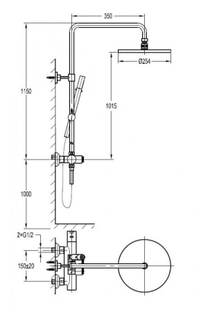 Фото душевая колонна cezares eco-cd-t-01 термостат, хром