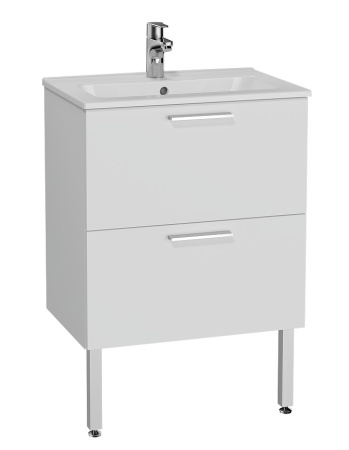 Фото тумба напольная с раковиной vitra mia 60 см 66106, белый глянец