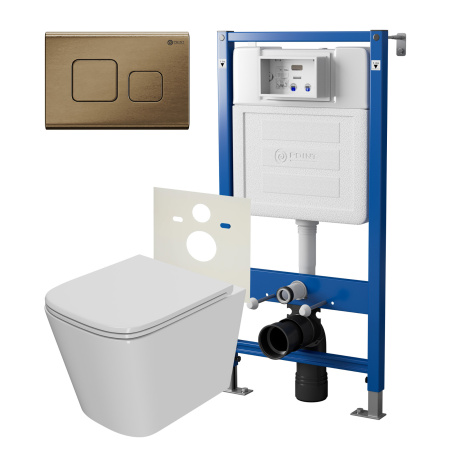 Фото сет: инсталляция point элемент pn45120 + клавиша афина бронза брашир pn44041bb + унитаз ника pn41081