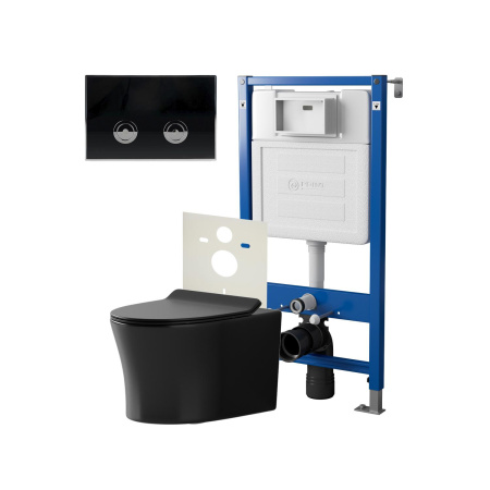 Фото сет: инсталляция пневм point элемент п pn45121+клавиша венера чер/хром pn44071bc+унитаз вега чёр мат