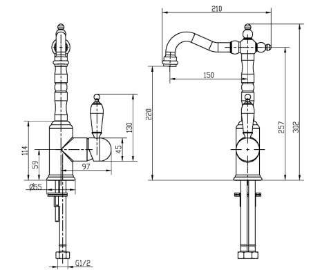 Фото смеситель для раковины высокий boheme medici ripresa 302, бронза
