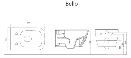 Фото унитаз подвесной boheme bello 971-w, белый глянец