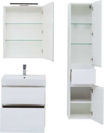 Фото тумба подвесная с раковиной aquanet бруклин 70 белый