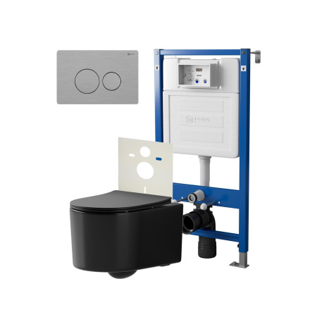 Фото сет: инсталляция point элемент pn45120 + клавиша виктория нерж сталь pn44061sb+унитаз веста чёрн мат