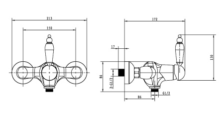 Фото смеситель для душа boheme crystal 284-crst, золото