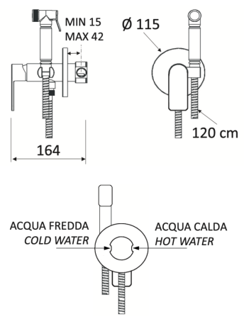 Фото гигиенический душ со смесителем mariani artic в37185at, белый матовый