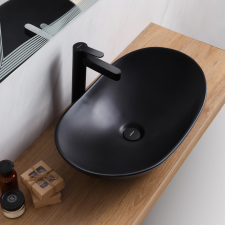 Фото раковина накладная belbagno bb1404-h301 60,5*36 см, черная матовая