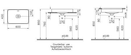 Фото раковина накладная vitra metropole 60 см 7535b003-0673, белая