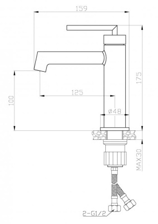 Фото смеситель для раковины belbagno acqua acqua-lvm-nero, черный матовый