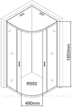 Фото душевой угол aquanet se-800q 80*80*185 см, профиль хром/стекло прозрачное