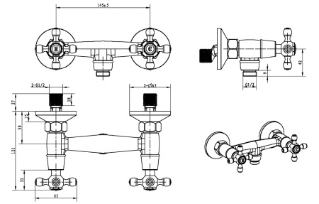 Фото смеситель для душа boheme crystal 294-crst, золото