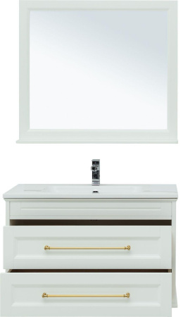 Фото комплект мебели aquanet бостон м 100 белый (ручки золото) (лит. мрамор)