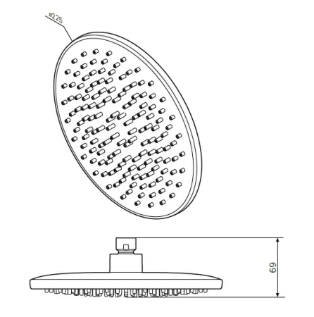 Фото верхний душ am.pm gem f0590000 диаметр 225 мм, 1 режим, хром