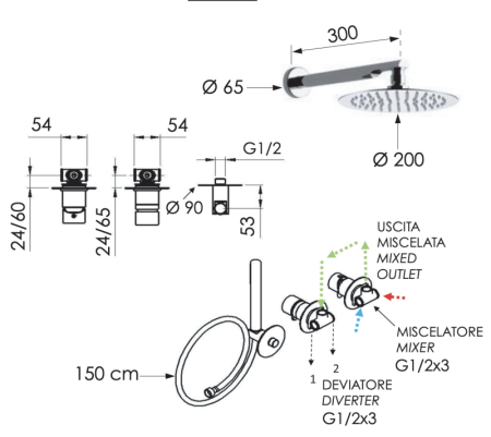 Фото душевая система remer x style x96s02bo, белый матовый