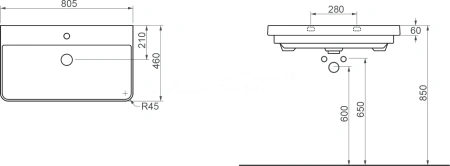 Фото раковина керамическая opadiris vivace 80 см, белая