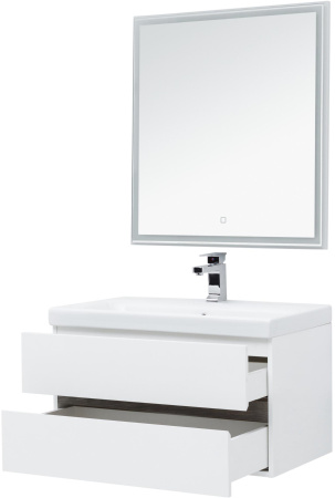 Фото комплект мебели aquanet беркли 80 белый/дуб рошелье (зеркало белое)