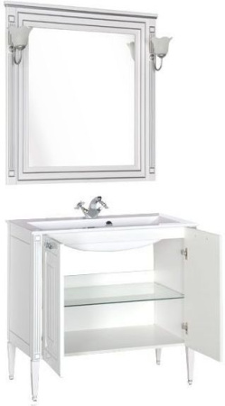 Фото комплект мебели aquanet паола 90 белый/серебро (литьевой мрамор)