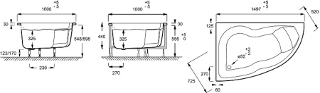 Фото акриловая ванна jacob delafon micromega duo левая 150*100 см, белая