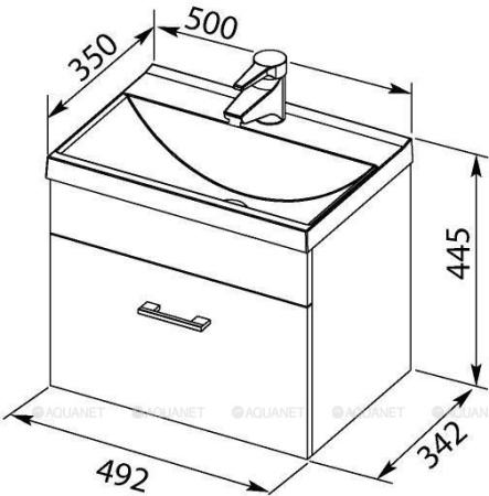 Фото тумба подвесная с раковиной aquanet нота 50 белый