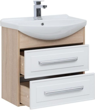 Фото тумба подвесная с раковиной aquanet остин 65 дуб сонома/белый