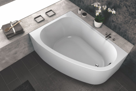 Фото акриловая ванна kolpa san chad правая 170*120 см + каркас, белая