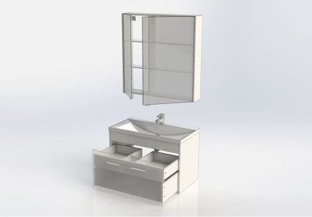 Фото комплект мебели aquanet августа 90 белый (ручка хром)