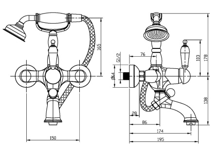 Фото смеситель для ванны boheme mperiale ripresa 323, золото
