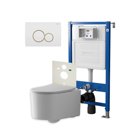 Фото сет: инсталляция point элемент pn45120 + клавиша виктория бел/золото pn44061wg +унитаз веста pn41701