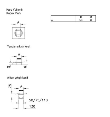 Фото трап в пол vitra square 15*15 см 59980112000 вертикальный, хром матовый
