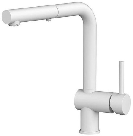 Фото смеситель для кухни paffoni light lig285bo-met с выдвижным изливом, белый матовый