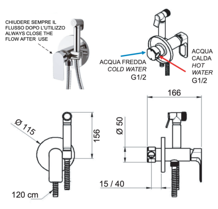 Фото гигиенический душ со смесителем remer infinity i65w, хром