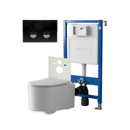 Фото сет: инсталляция пневм point элемент п pn45121 + клавиша венера черный/хром pn44071bc + унитаз веста