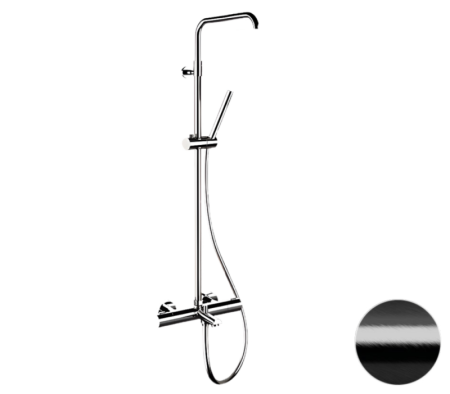 Фото душевая система термостатическая с изливом remer elegance eq34a7mmssofcfp, черный брашированный хром