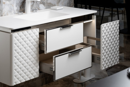 Фото тумба подвесная armadiart rombo 120cm белый матовый/хром