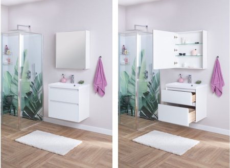 Фото комплект мебели aquanet гласс 60 белый