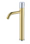 Фото смеситель для раковины высокий boheme stick 122-gcr, золото/хром