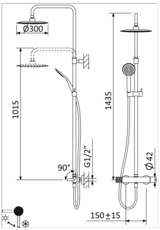 Фото душевая колонна cezares leaf-cda-30-bio, белый матовый