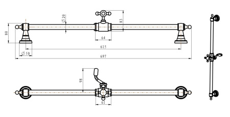 Фото душевая штанга boheme imperiale 417, золото