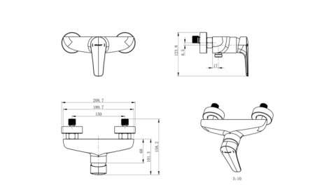 Фото смеситель для душа bravat arden, черный