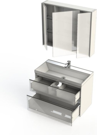 Фото комплект мебели aquanet гласс 90 белый