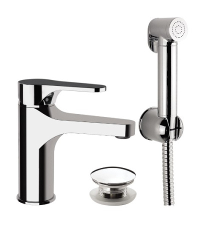 Фото смеситель для раковины с гигиеническим душем mariani surf a00386sf д/к, хром