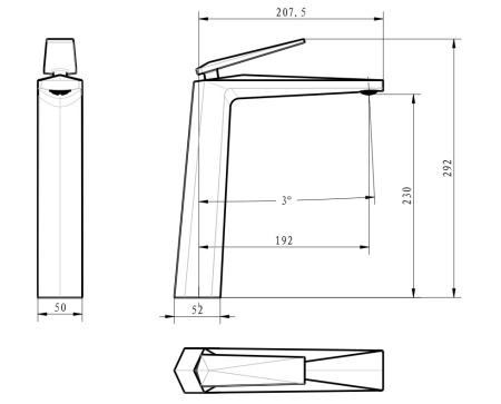 Фото смеситель для раковины высокий boheme  venturo 372-sgm, черный хром